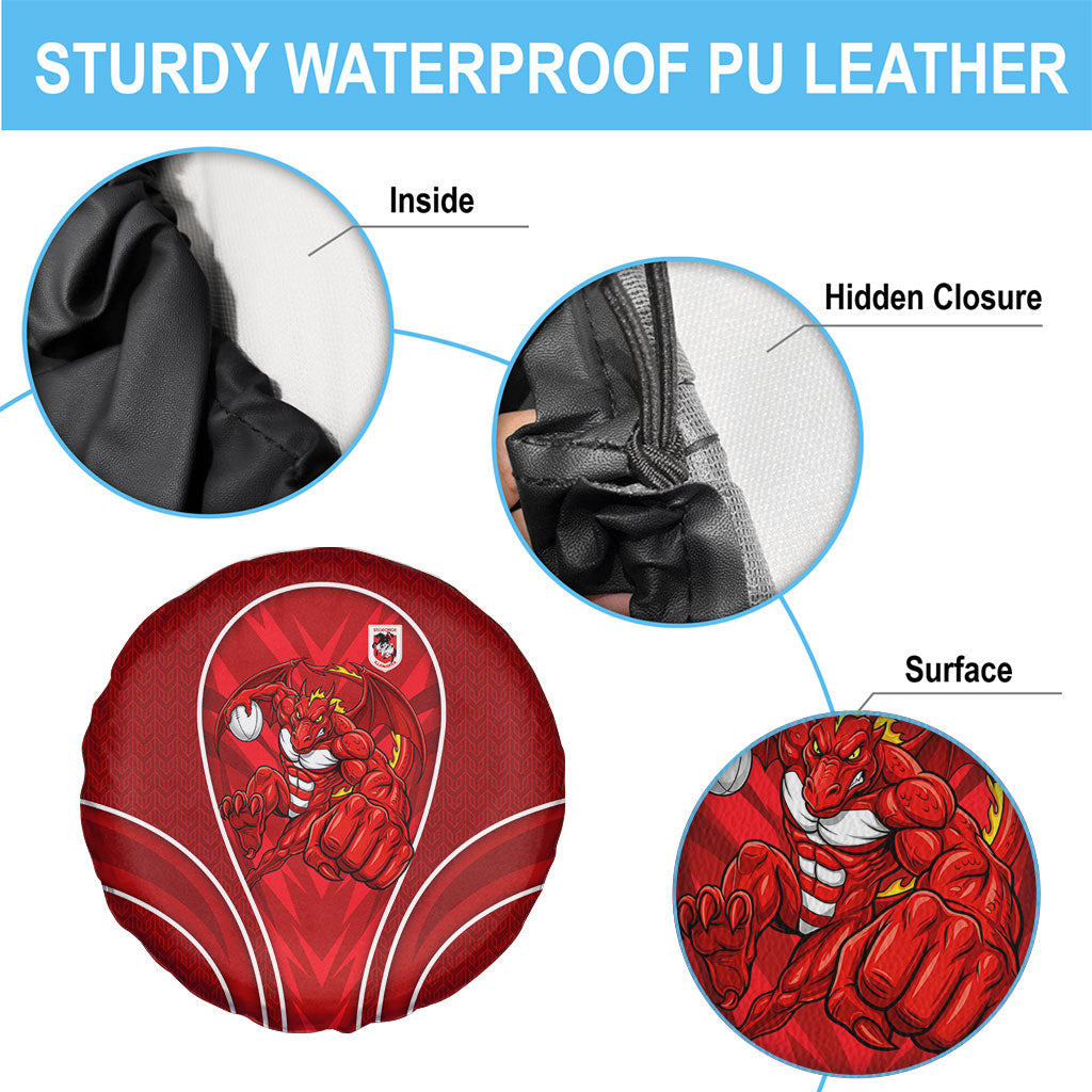 St George Illawarra Dragons Rugby Mascot Spare Tire Cover Australian Rugby Culture - Tribal Inspired Dragon