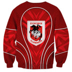 St George Illawarra Dragons Rugby Mascot Sweatshirt Australian Rugby Culture - Tribal Inspired Dragon