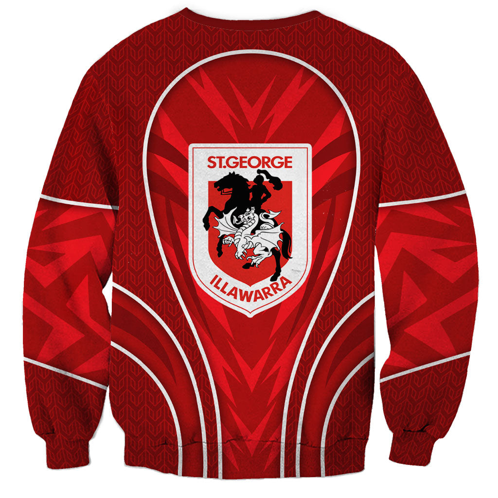 St George Illawarra Dragons Rugby Mascot Sweatshirt Australian Rugby Culture - Tribal Inspired Dragon