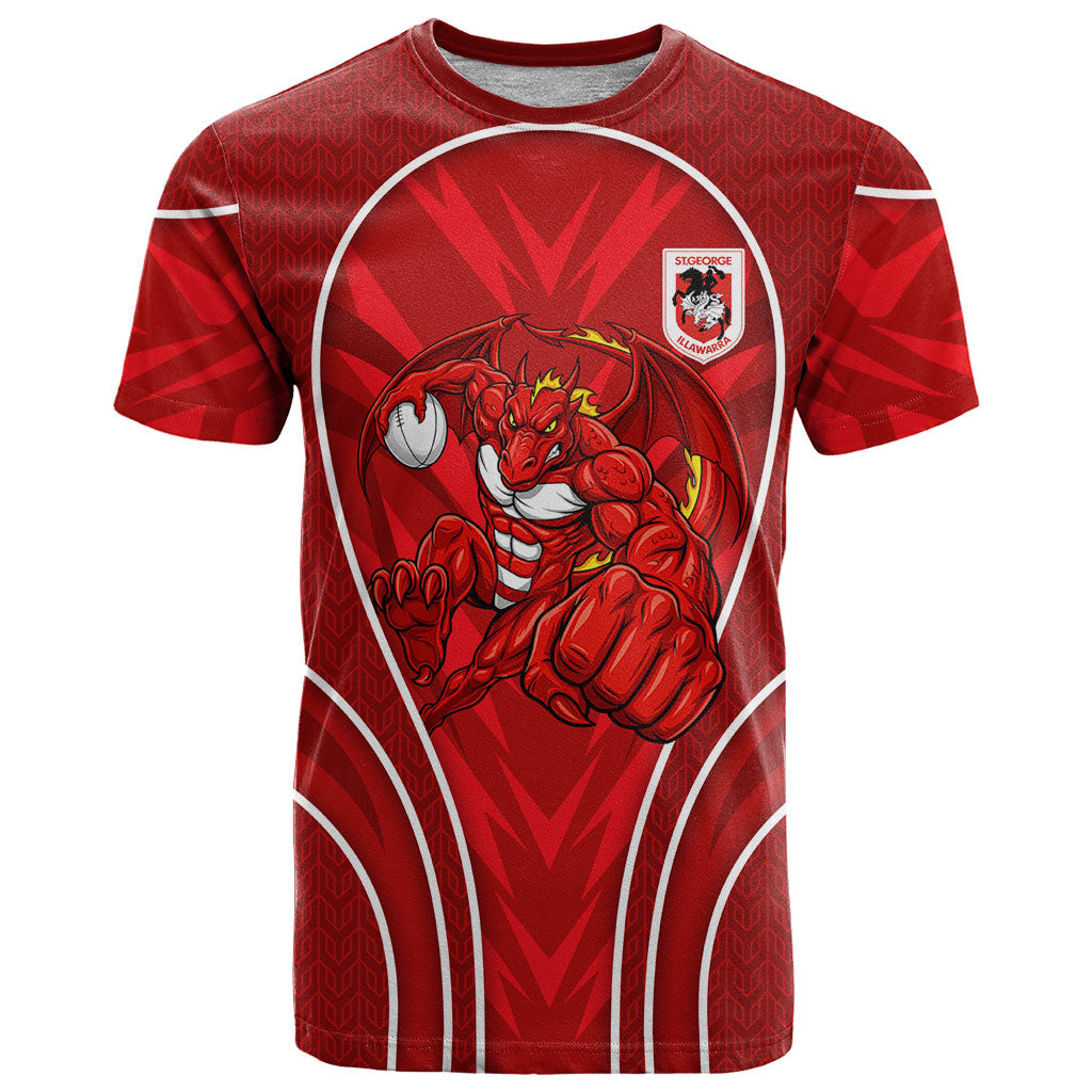 St George Illawarra Dragons Rugby Mascot T Shirt Australian Rugby Culture - Tribal Inspired Dragon