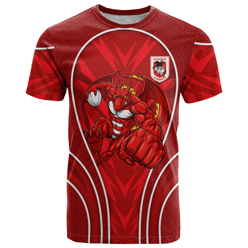 St George Illawarra Dragons Rugby Mascot T Shirt Australian Rugby Culture - Tribal Inspired Dragon