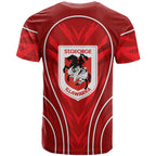 St George Illawarra Dragons Rugby Mascot T Shirt Australian Rugby Culture - Tribal Inspired Dragon