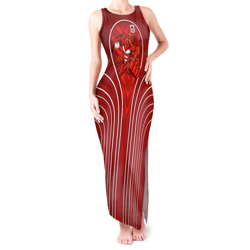 St George Illawarra Dragons Rugby Mascot Tank Maxi Dress Australian Rugby Culture - Tribal Inspired Dragon