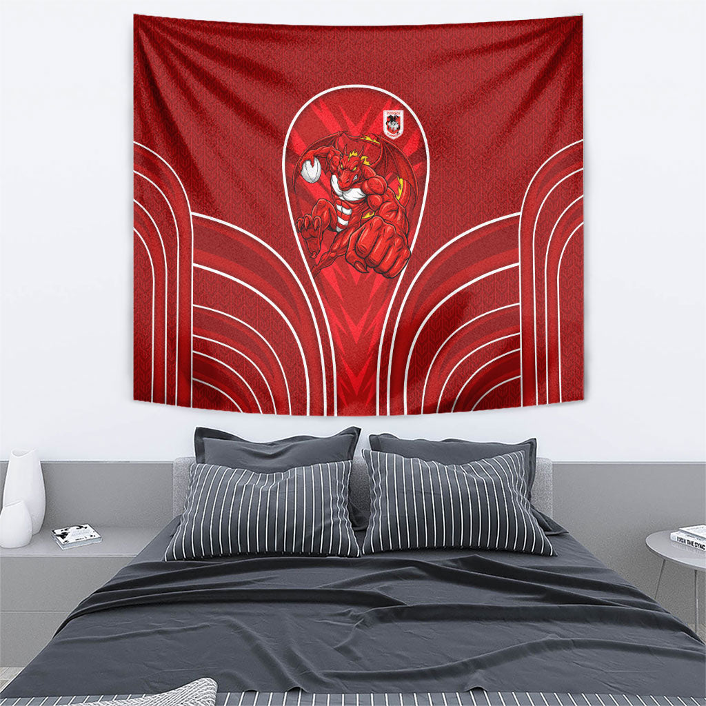 St George Illawarra Dragons Rugby Mascot Tapestry Australian Rugby Culture - Tribal Inspired Dragon