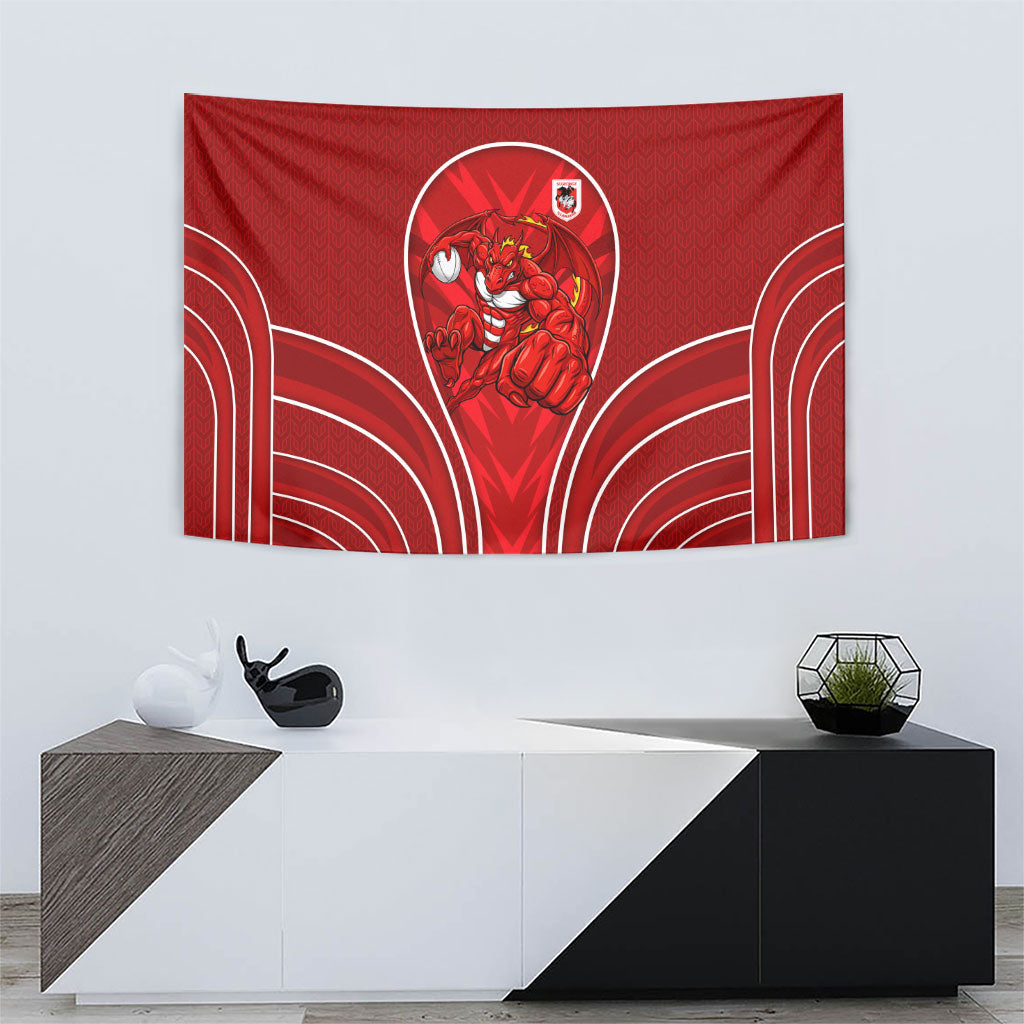 St George Illawarra Dragons Rugby Mascot Tapestry Australian Rugby Culture - Tribal Inspired Dragon