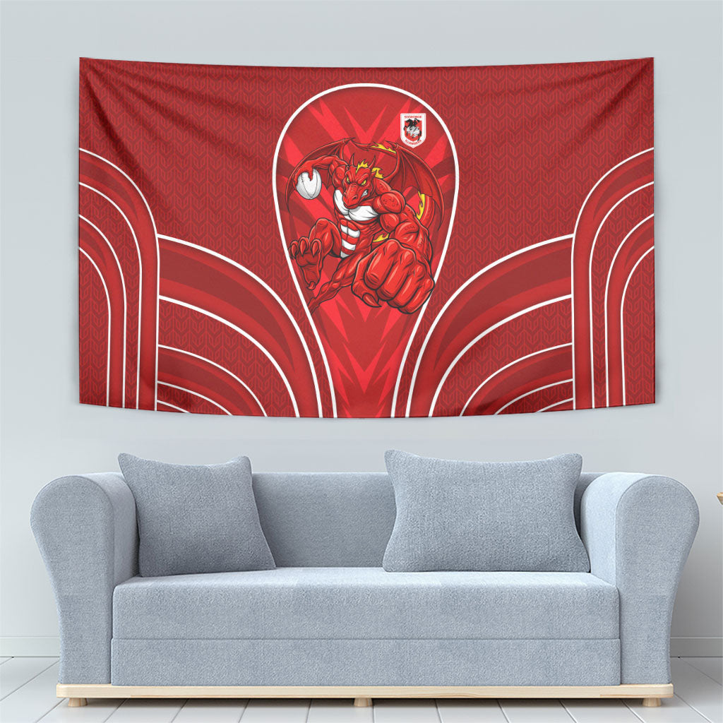 St George Illawarra Dragons Rugby Mascot Tapestry Australian Rugby Culture - Tribal Inspired Dragon