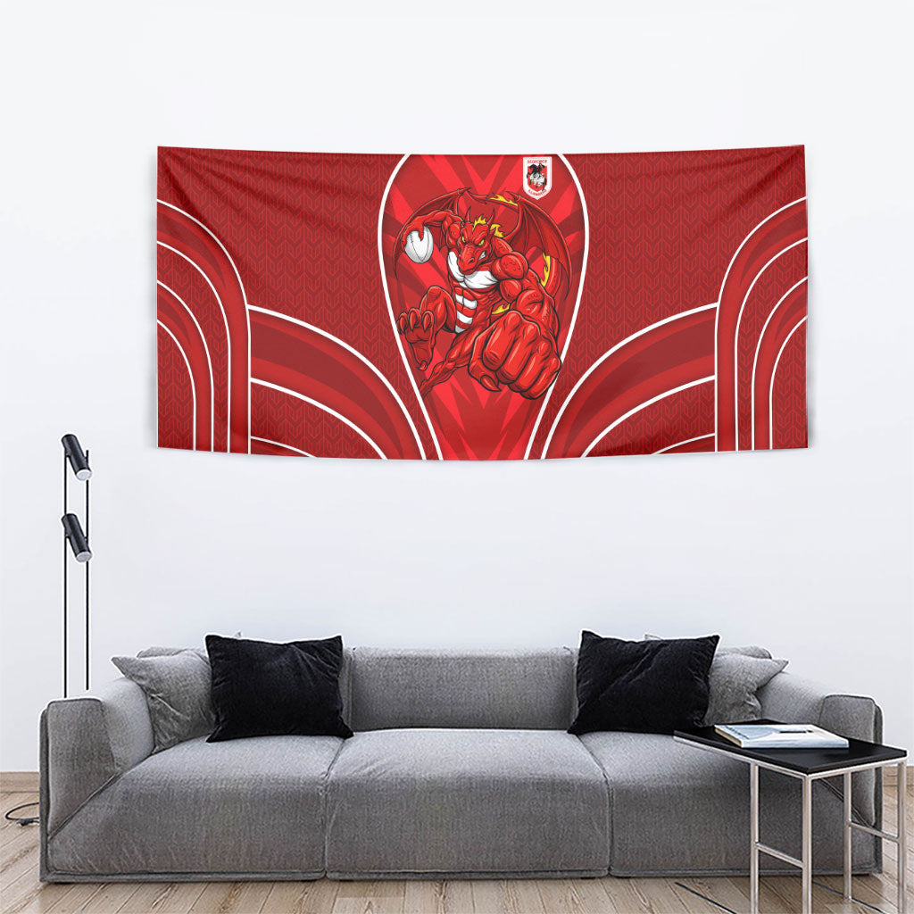 St George Illawarra Dragons Rugby Mascot Tapestry Australian Rugby Culture - Tribal Inspired Dragon