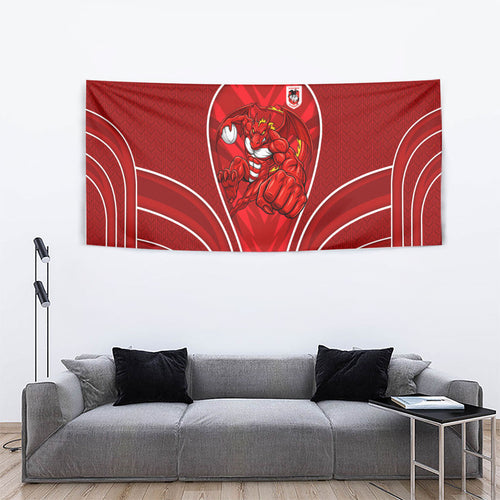 St George Illawarra Dragons Rugby Mascot Tapestry Australian Rugby Culture - Tribal Inspired Dragon