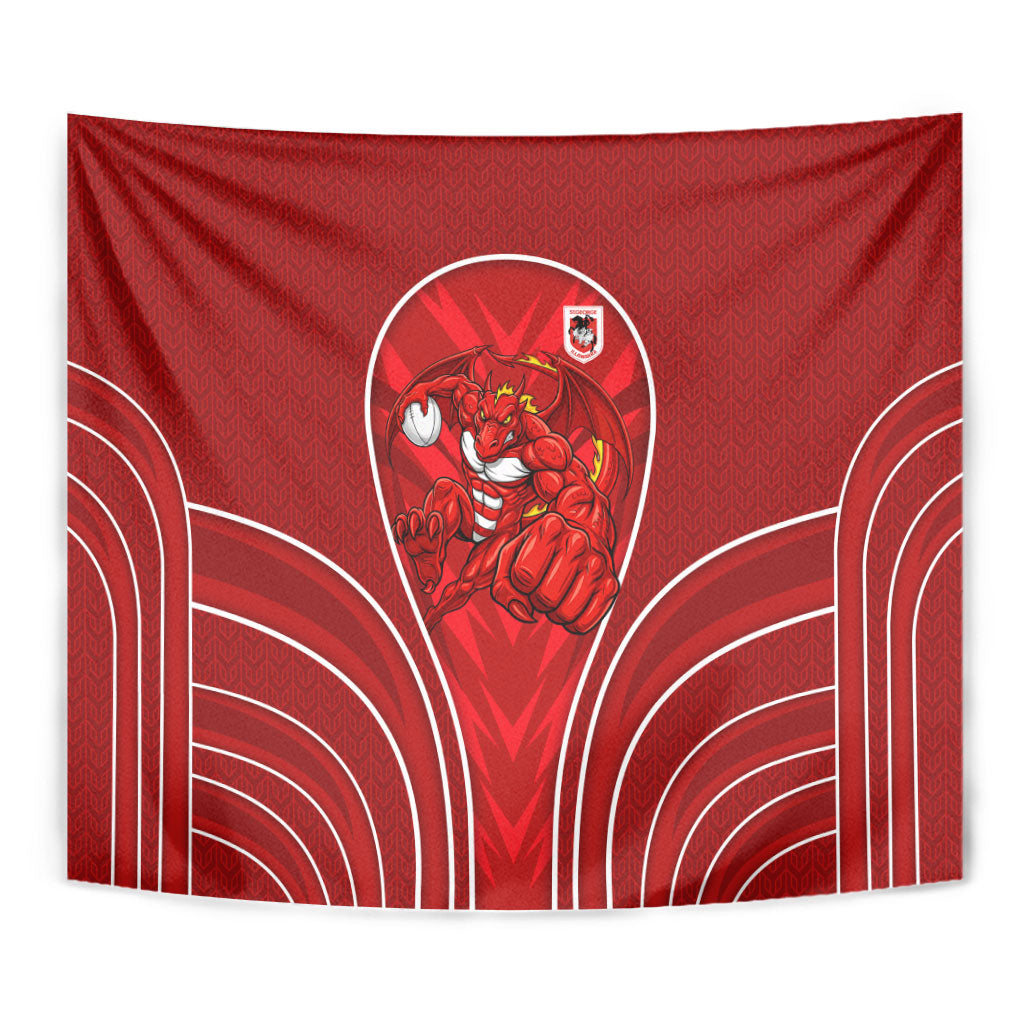 St George Illawarra Dragons Rugby Mascot Tapestry Australian Rugby Culture - Tribal Inspired Dragon