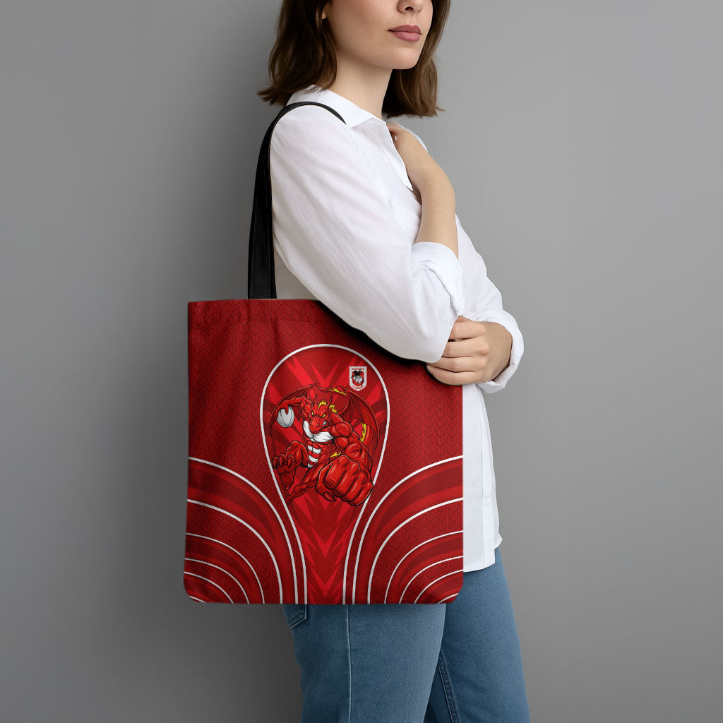 St George Illawarra Dragons Rugby Mascot Tote Bag Australian Rugby Culture - Tribal Inspired Dragon