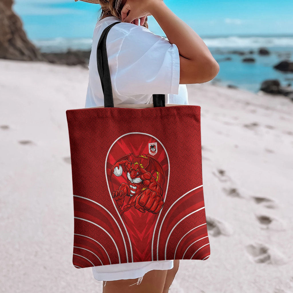 St George Illawarra Dragons Rugby Mascot Tote Bag Australian Rugby Culture - Tribal Inspired Dragon