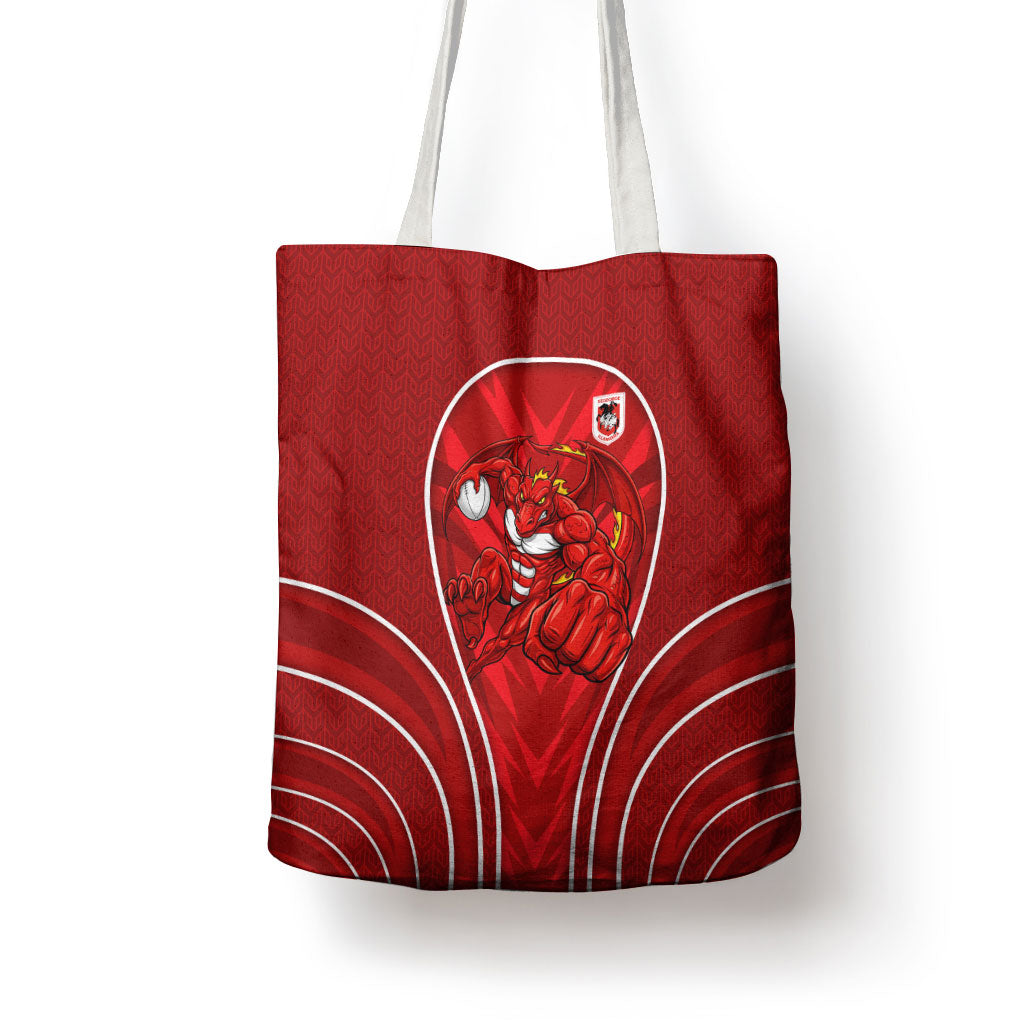 St George Illawarra Dragons Rugby Mascot Tote Bag Australian Rugby Culture - Tribal Inspired Dragon