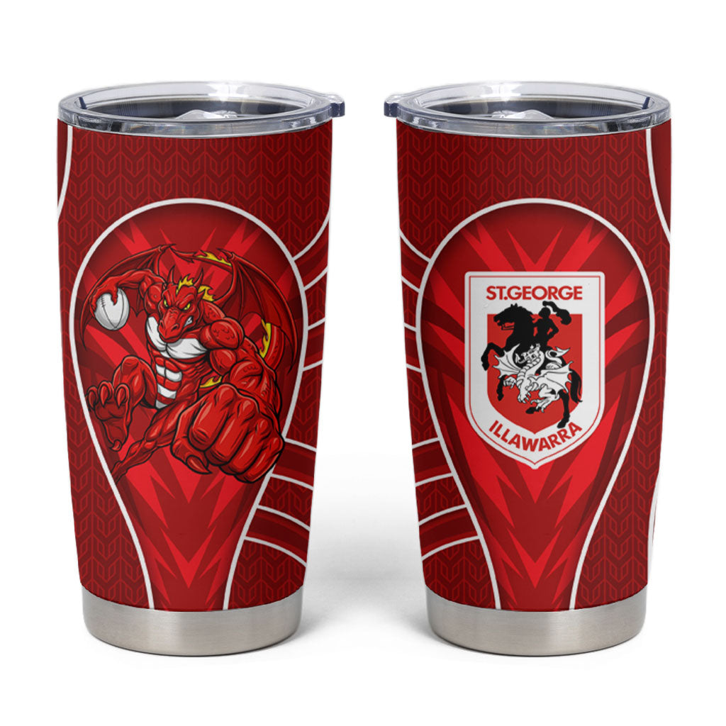 St George Illawarra Dragons Rugby Mascot Tumbler Cup Australian Rugby Culture - Tribal Inspired Dragon