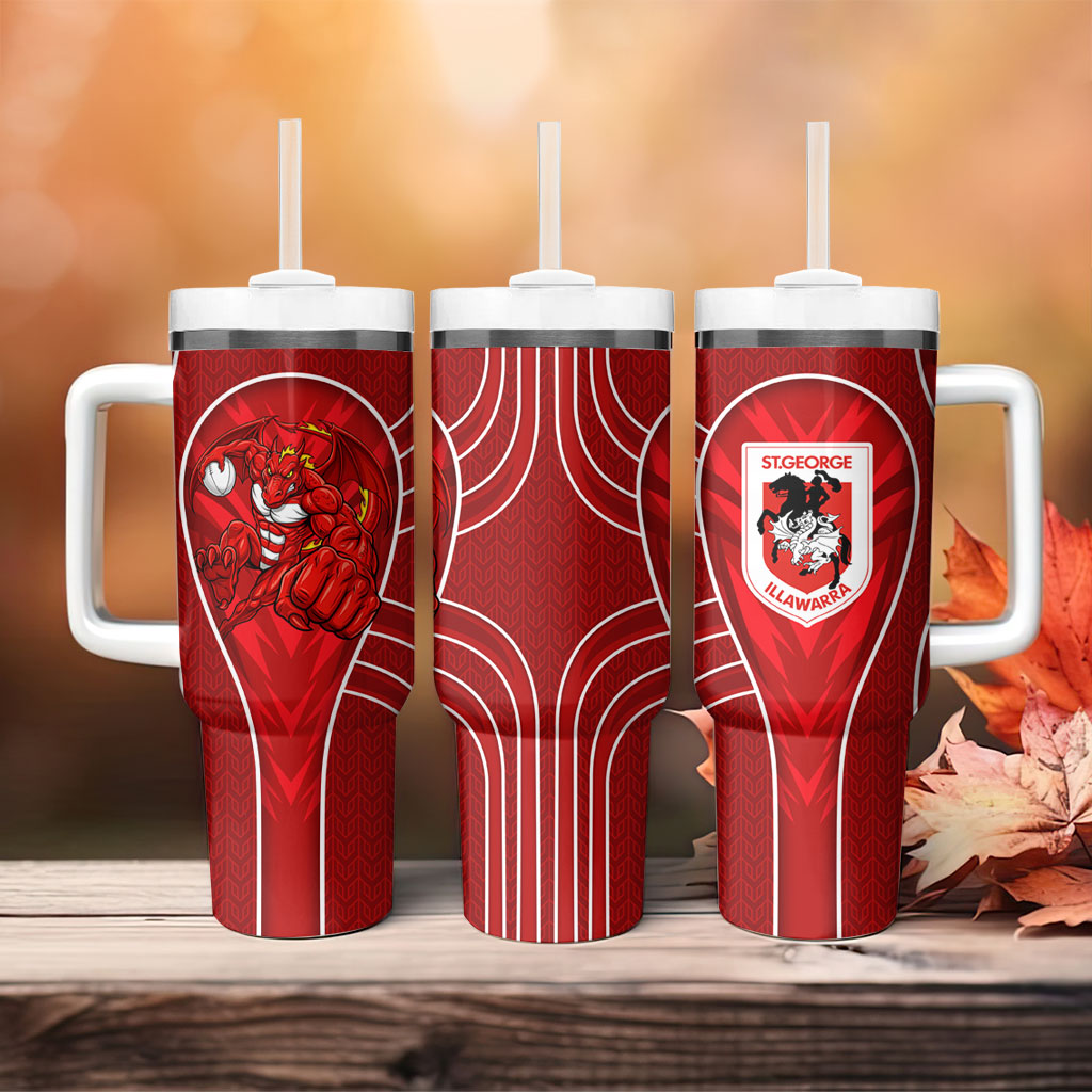 St George Illawarra Dragons Rugby Mascot Tumbler With Handle Australian Rugby Culture - Tribal Inspired Dragon