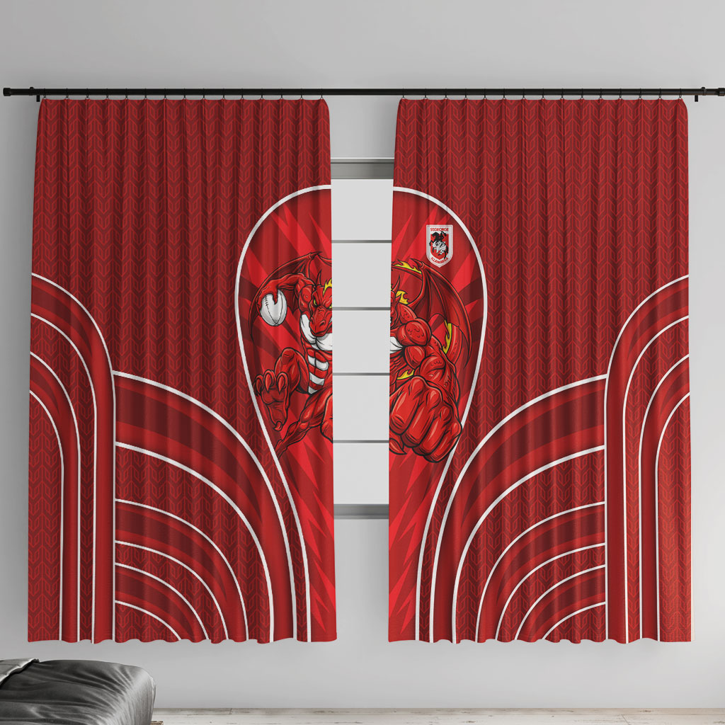 St George Illawarra Dragons Rugby Mascot Window Curtain Australian Rugby Culture - Tribal Inspired Dragon
