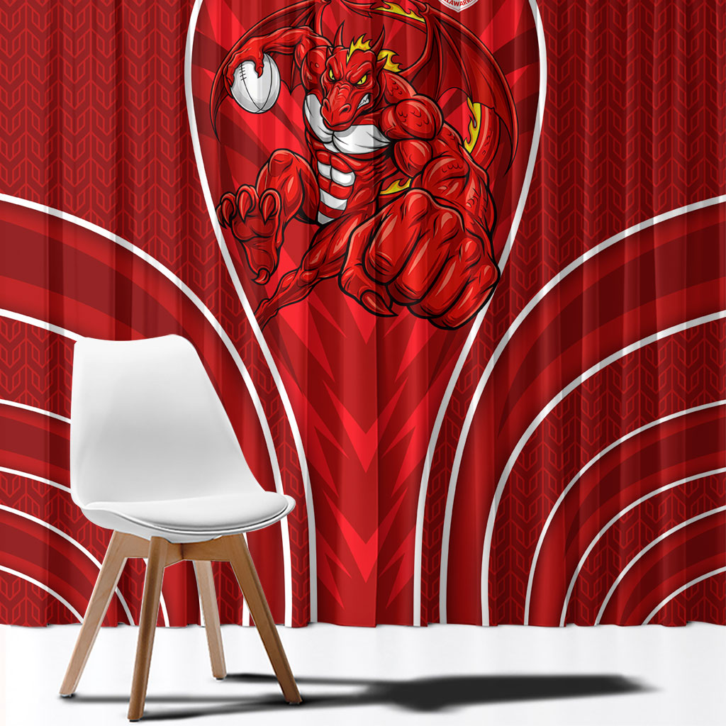 St George Illawarra Dragons Rugby Mascot Window Curtain Australian Rugby Culture - Tribal Inspired Dragon