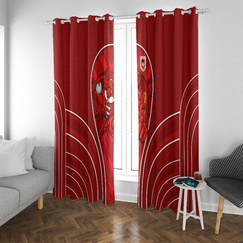 St George Illawarra Dragons Rugby Mascot Window Curtain Australian Rugby Culture - Tribal Inspired Dragon