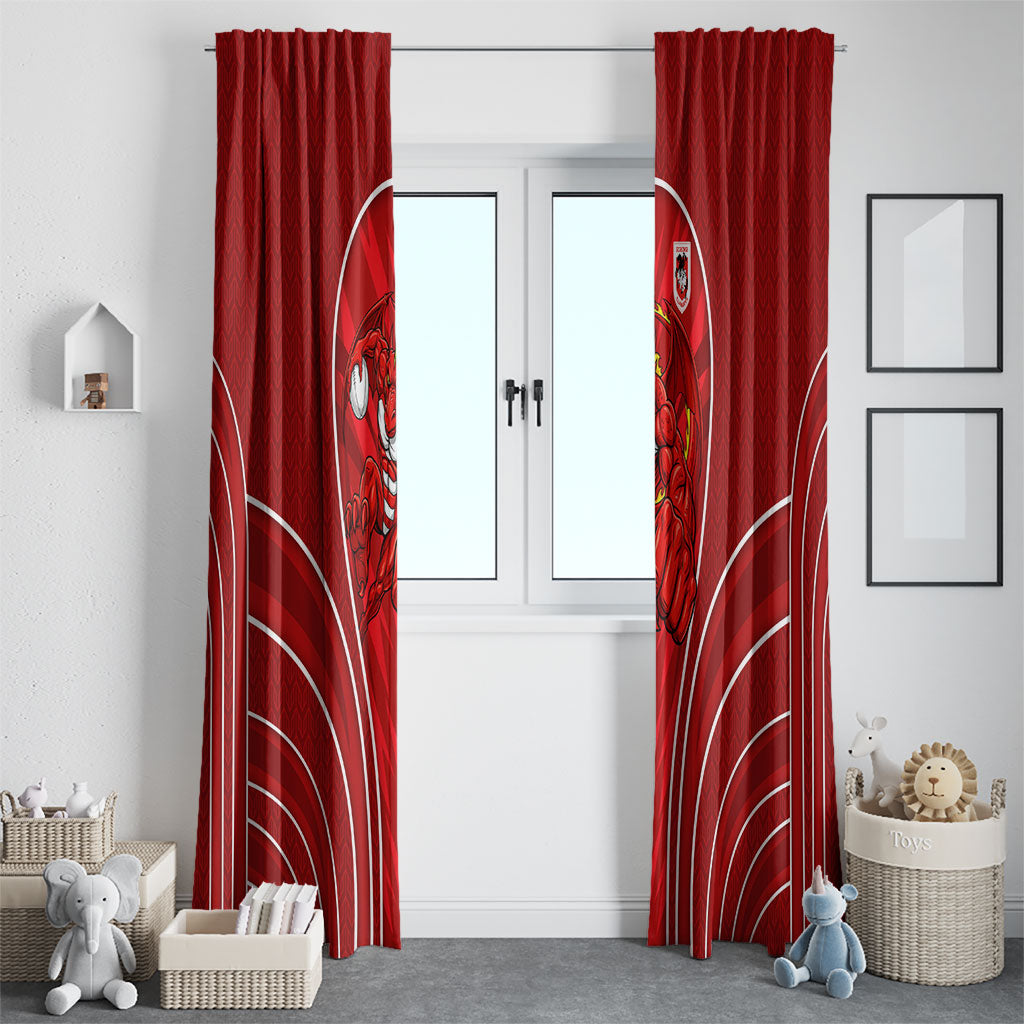 St George Illawarra Dragons Rugby Mascot Window Curtain Australian Rugby Culture - Tribal Inspired Dragon