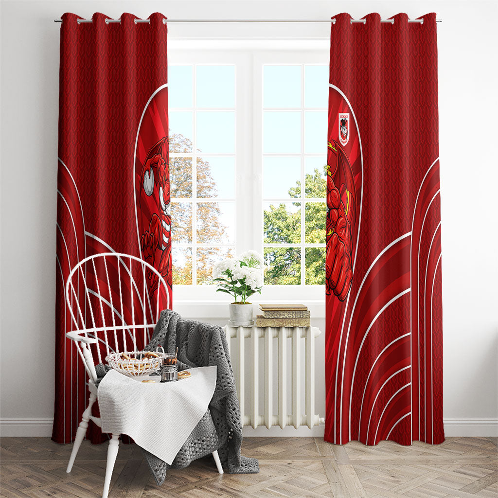 St George Illawarra Dragons Rugby Mascot Window Curtain Australian Rugby Culture - Tribal Inspired Dragon