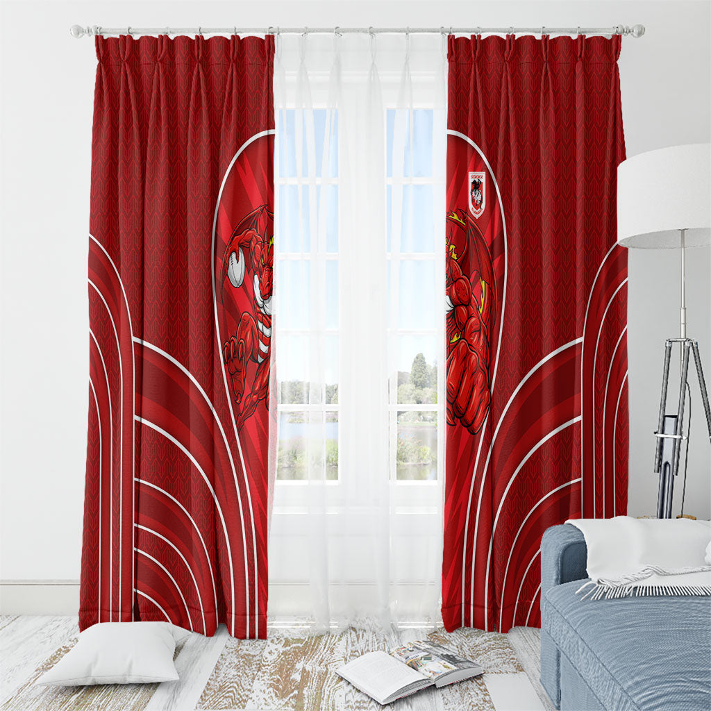 St George Illawarra Dragons Rugby Mascot Window Curtain Australian Rugby Culture - Tribal Inspired Dragon