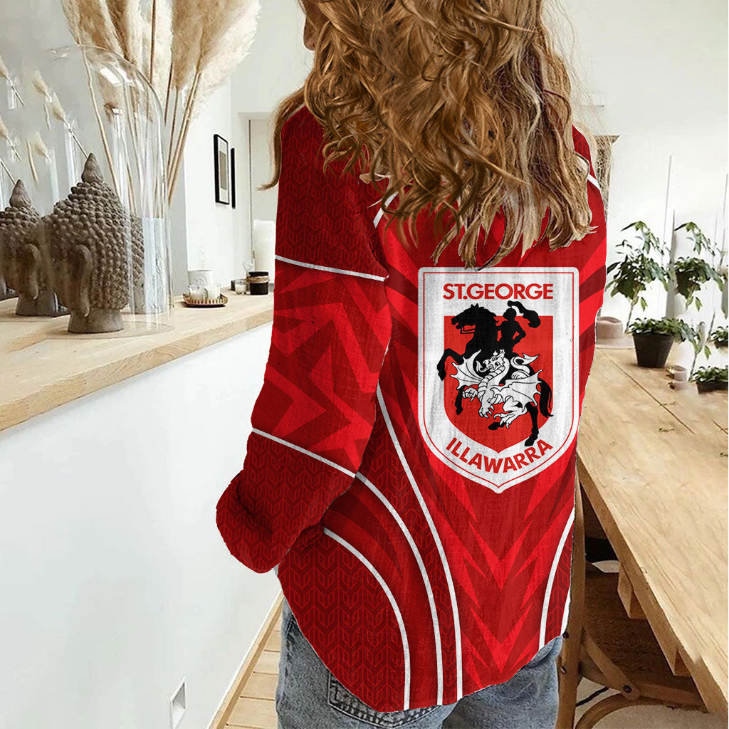 St George Illawarra Dragons Rugby Mascot Women Casual Shirt Australian Rugby Culture - Tribal Inspired Dragon