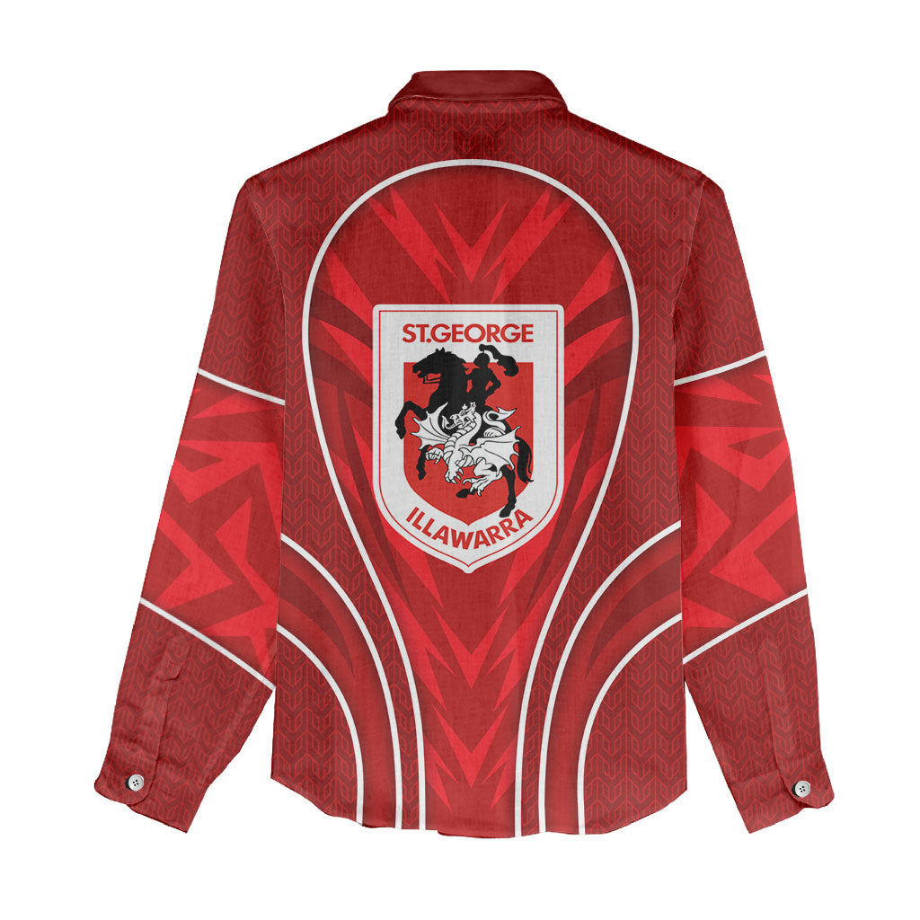 St George Illawarra Dragons Rugby Mascot Women Casual Shirt Australian Rugby Culture - Tribal Inspired Dragon