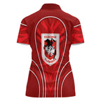 St George Illawarra Dragons Rugby Mascot Women Polo Shirt Australian Rugby Culture - Tribal Inspired Dragon
