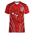 St George Illawarra Dragons Rugby Mascot Women V-Neck T-Shirt Australian Rugby Culture - Tribal Inspired Dragon