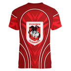 St George Illawarra Dragons Rugby Mascot Women V-Neck T-Shirt Australian Rugby Culture - Tribal Inspired Dragon