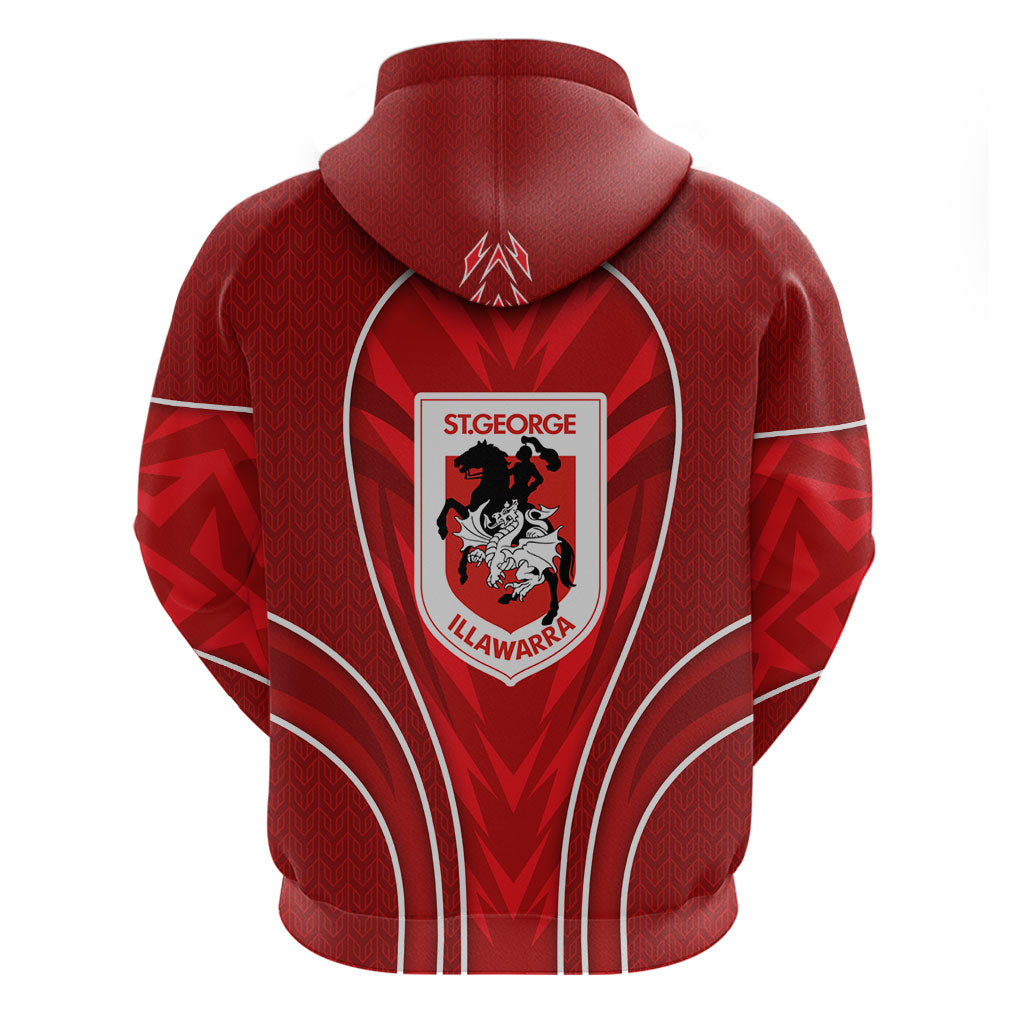 St George Illawarra Dragons Rugby Mascot Zip Hoodie Australian Rugby Culture - Tribal Inspired Dragon