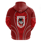 St George Illawarra Dragons Rugby Mascot Zip Hoodie Australian Rugby Culture - Tribal Inspired Dragon