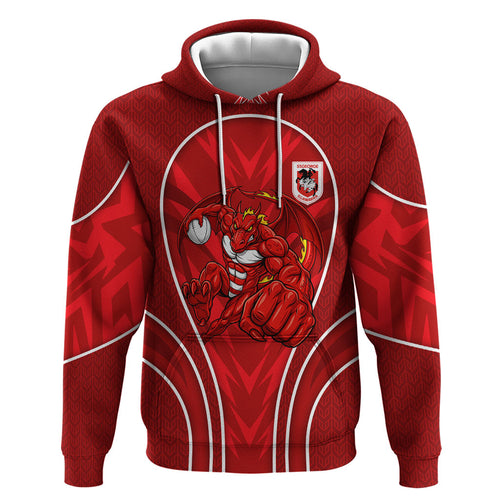 St George Illawarra Dragons Rugby Mascot Zip Hoodie Australian Rugby Culture - Tribal Inspired Dragon