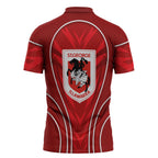 St George Illawarra Dragons Rugby Mascot Zipper Polo Shirt Australian Rugby Culture - Tribal Inspired Dragon