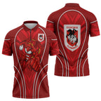 St George Illawarra Dragons Rugby Mascot Zipper Polo Shirt Australian Rugby Culture - Tribal Inspired Dragon