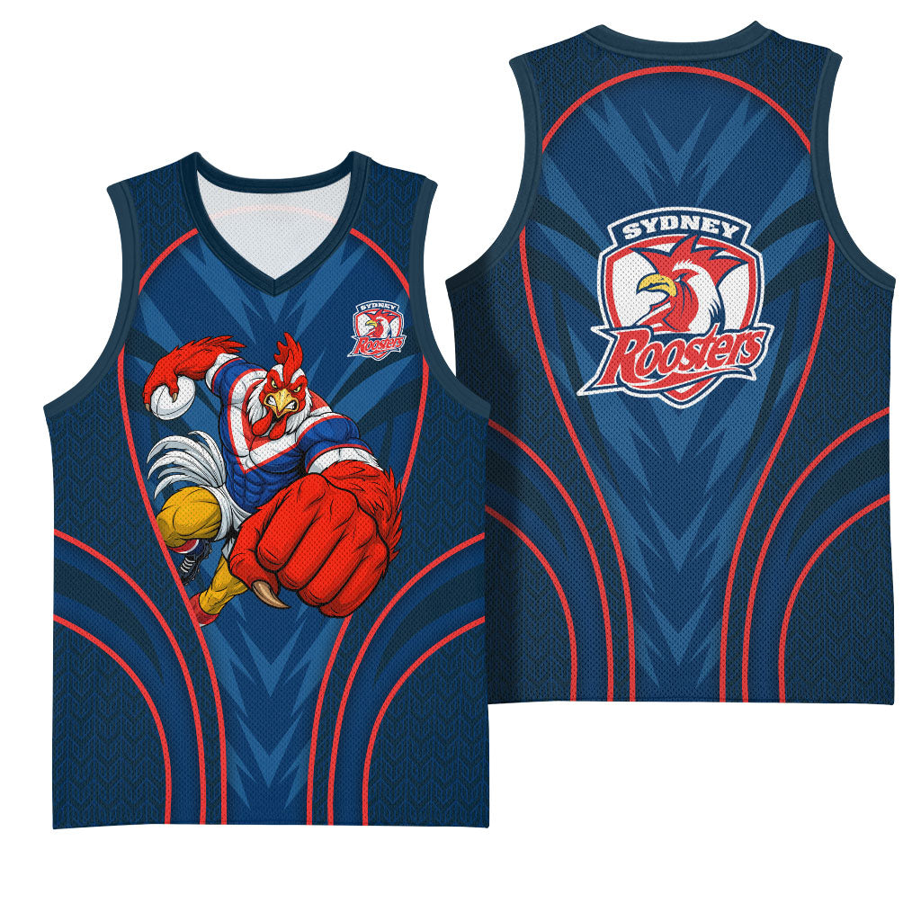 Sydney Roosters Rugby Mascot Basketball Jersey Australian Rugby Culture - Tribal Inspired Rooster