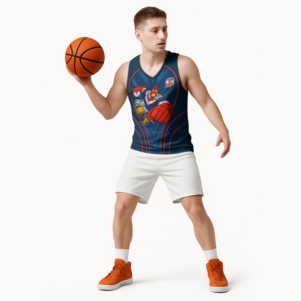 Sydney Roosters Rugby Mascot Basketball Jersey Australian Rugby Culture - Tribal Inspired Rooster