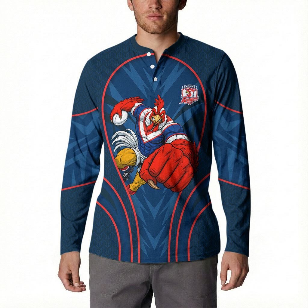 Sydney Roosters Rugby Mascot Button Sweatshirt Australian Rugby Culture - Tribal Inspired Rooster