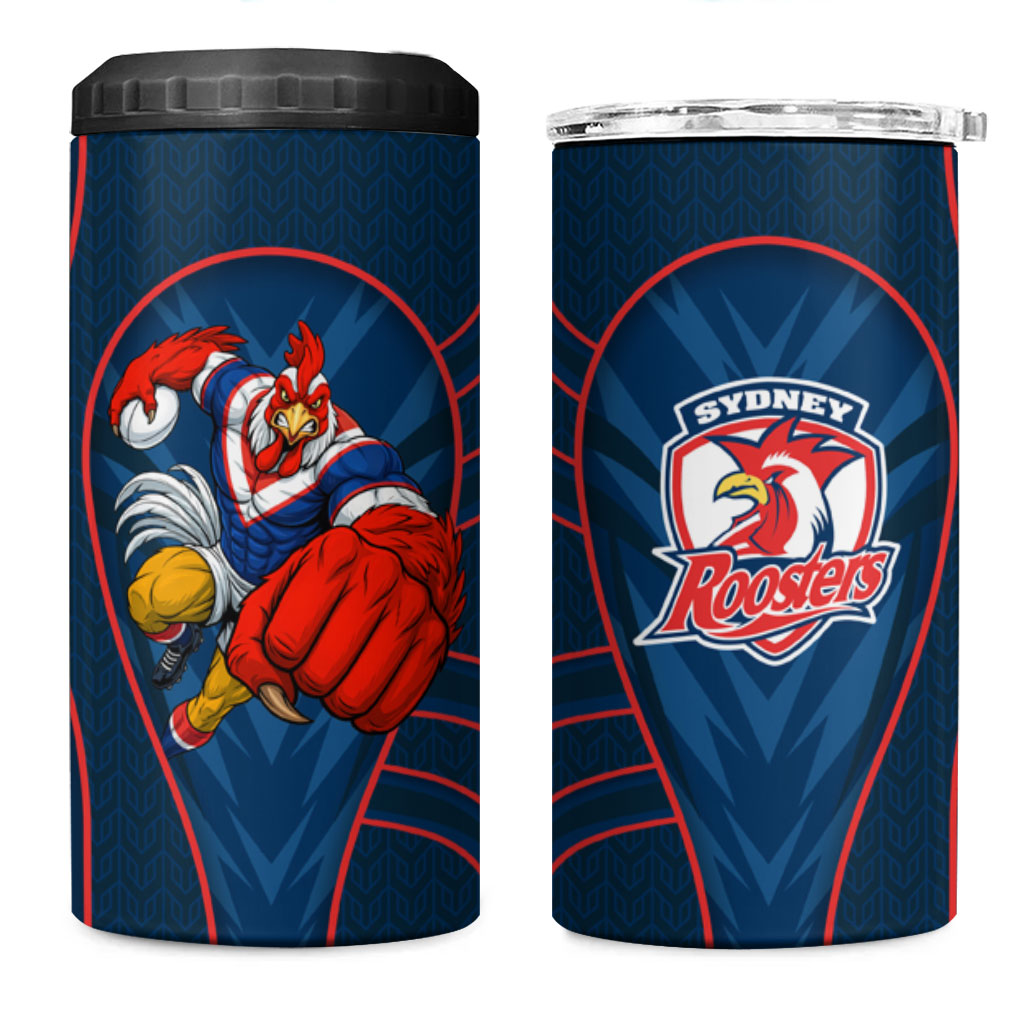 Sydney Roosters Rugby Mascot 4 in 1 Can Cooler Tumbler Australian Rugby Culture - Tribal Inspired Rooster