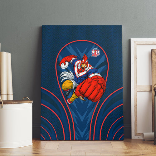 Sydney Roosters Rugby Mascot Canvas Wall Art Australian Rugby Culture - Tribal Inspired Rooster