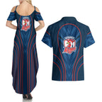 Sydney Roosters Rugby Mascot Couples Matching Summer Maxi Dress and Hawaiian Shirt Australian Rugby Culture - Tribal Inspired Rooster