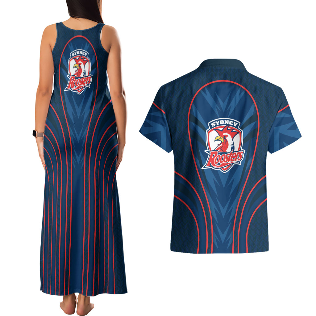 Sydney Roosters Rugby Mascot Couples Matching Tank Maxi Dress and Hawaiian Shirt Australian Rugby Culture - Tribal Inspired Rooster