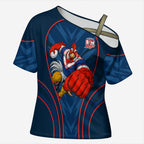 Sydney Roosters Rugby Mascot Cross Shoulder Shirt Australian Rugby Culture - Tribal Inspired Rooster