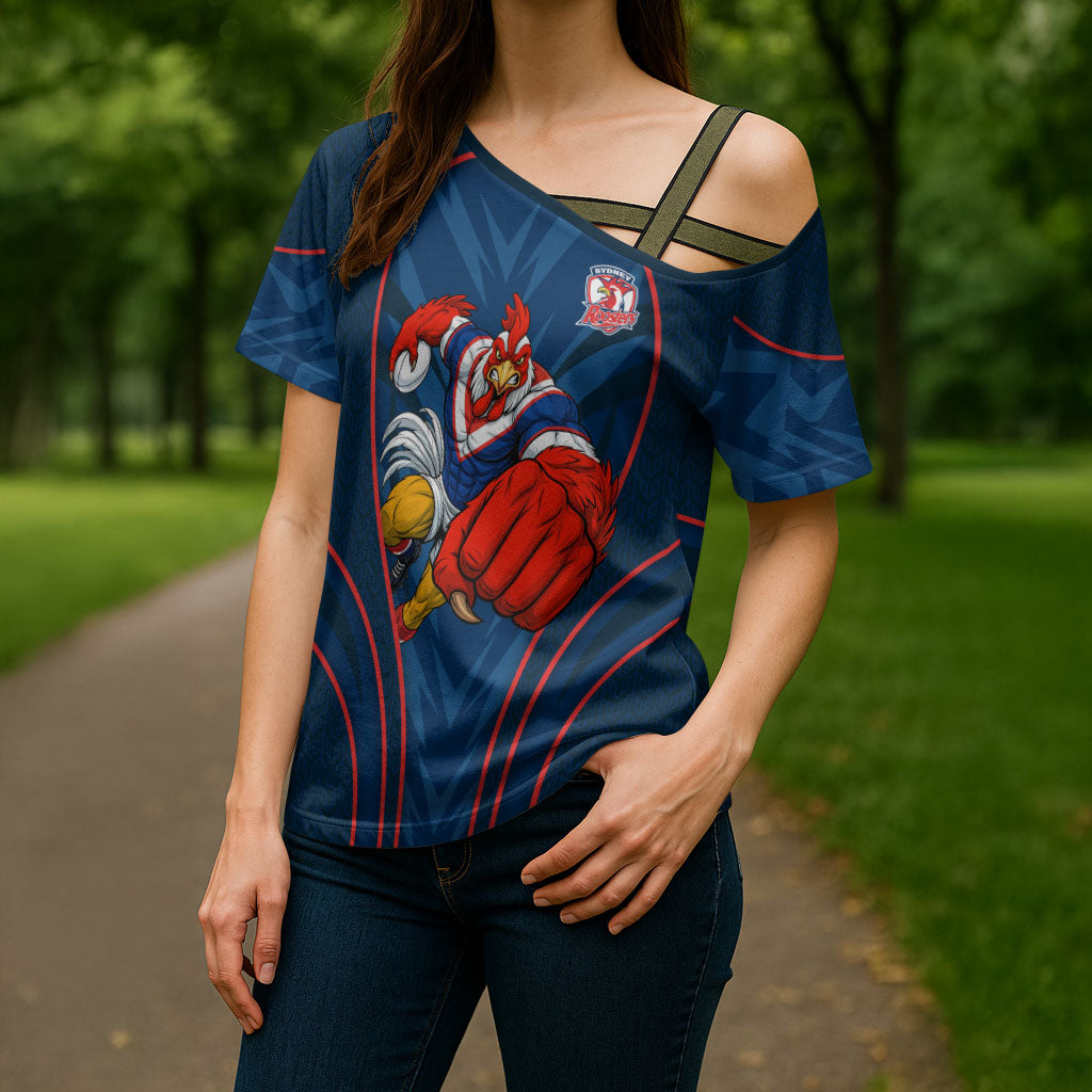 Sydney Roosters Rugby Mascot Cross Shoulder Shirt Australian Rugby Culture - Tribal Inspired Rooster