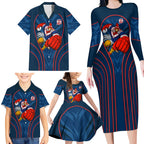 Sydney Roosters Rugby Mascot Family Matching Long Sleeve Bodycon Dress and Hawaiian Shirt Australian Rugby Culture - Tribal Inspired Rooster