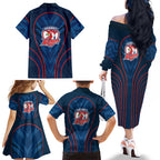 Sydney Roosters Rugby Mascot Family Matching Off The Shoulder Long Sleeve Dress and Hawaiian Shirt Australian Rugby Culture - Tribal Inspired Rooster