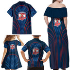 Sydney Roosters Rugby Mascot Family Matching Off Shoulder Maxi Dress and Hawaiian Shirt Australian Rugby Culture - Tribal Inspired Rooster