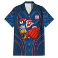 Sydney Roosters Rugby Mascot Family Matching Off Shoulder Short Dress and Hawaiian Shirt Australian Rugby Culture - Tribal Inspired Rooster