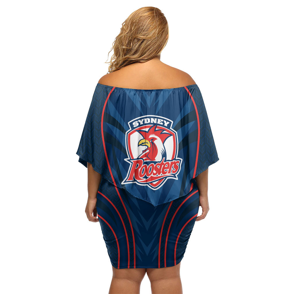 Sydney Roosters Rugby Mascot Family Matching Off Shoulder Short Dress and Hawaiian Shirt Australian Rugby Culture - Tribal Inspired Rooster