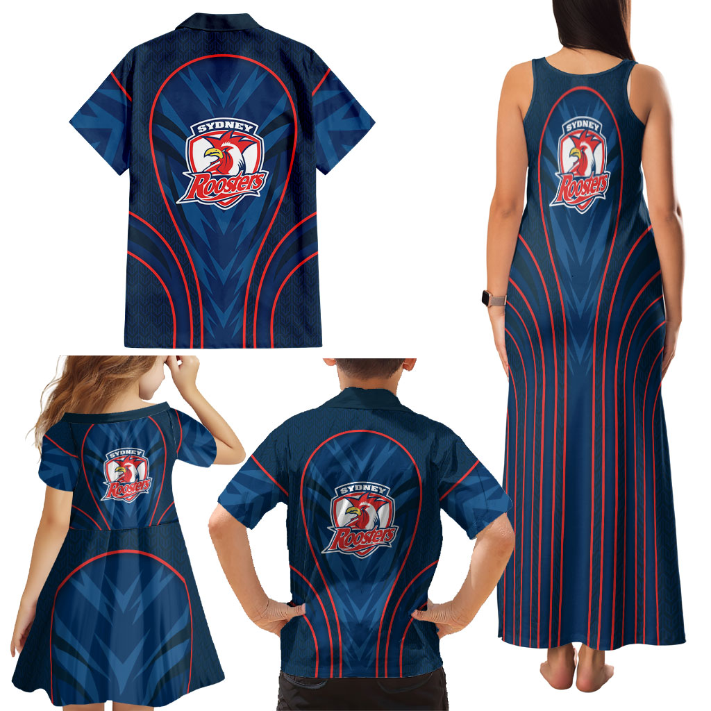 Sydney Roosters Rugby Mascot Family Matching Tank Maxi Dress and Hawaiian Shirt Australian Rugby Culture - Tribal Inspired Rooster
