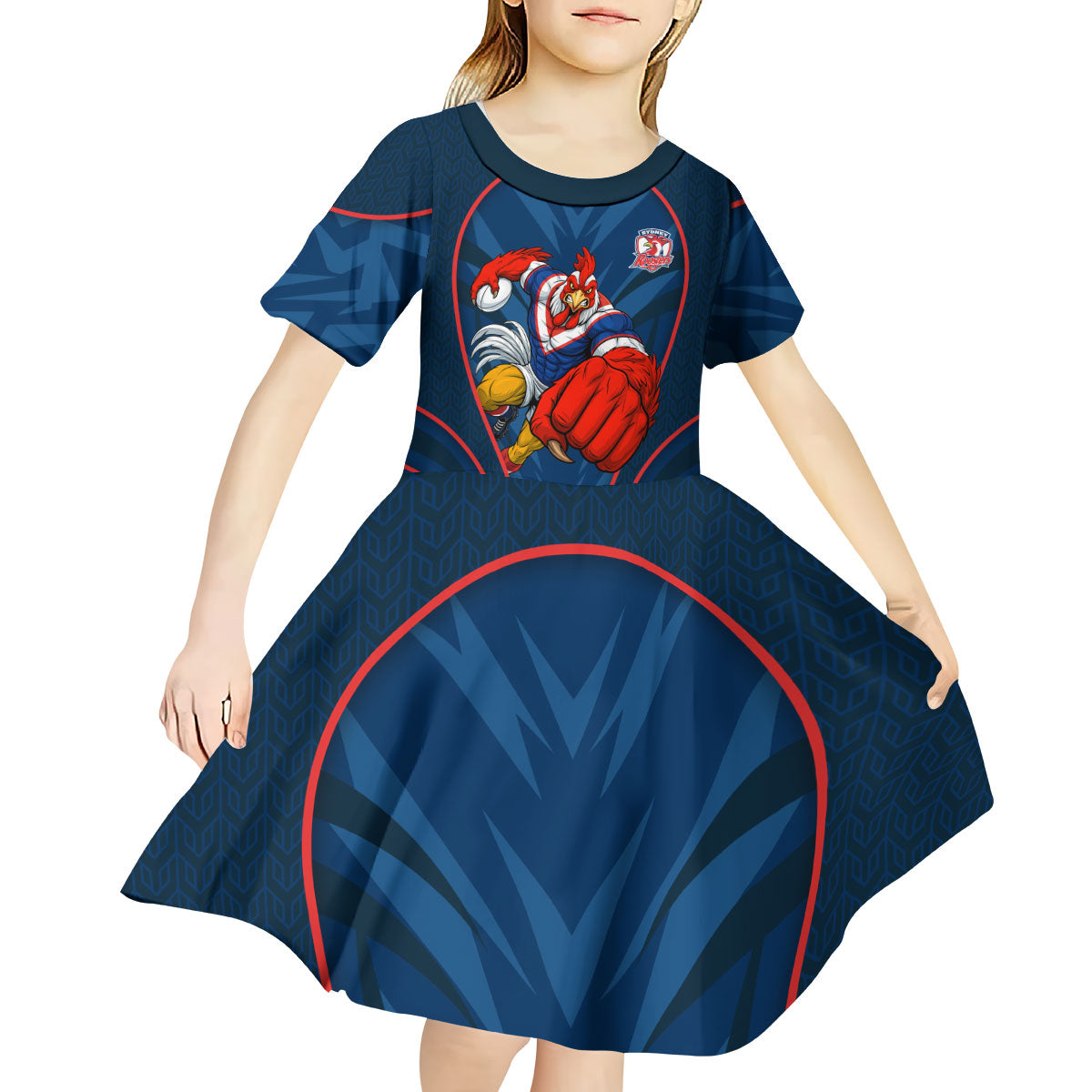 Sydney Roosters Rugby Mascot Kid Short Sleeve Dress Australian Rugby Culture - Tribal Inspired Rooster